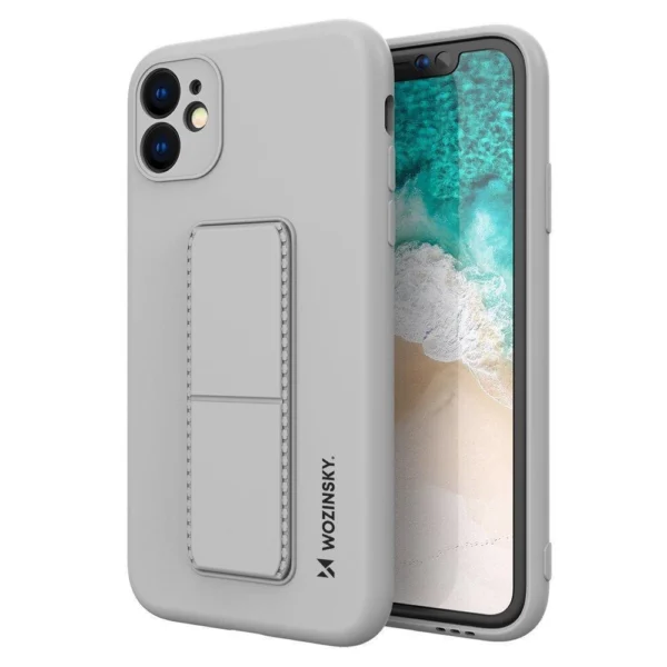 Kickstand Case silicone case for iPhone 12 gray