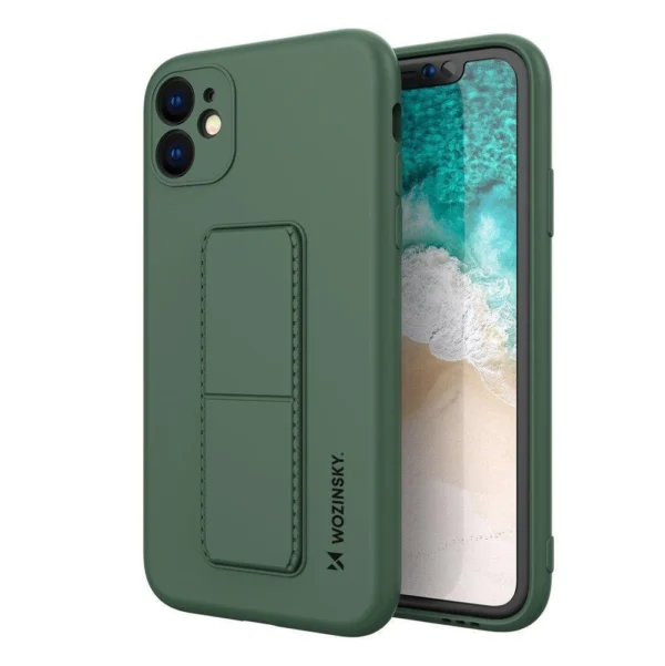 Kickstand Case silicone case with stand for iPhone 12 dark green