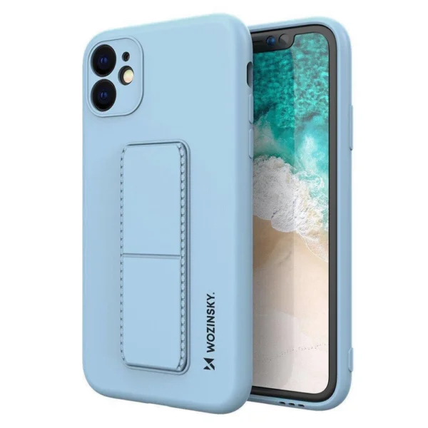 Kickstand Case silicone case with stand for iPhone 12 light blue