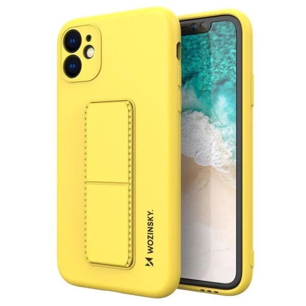 Kickstand Case silicone case with stand for iPhone 12 mini yellow