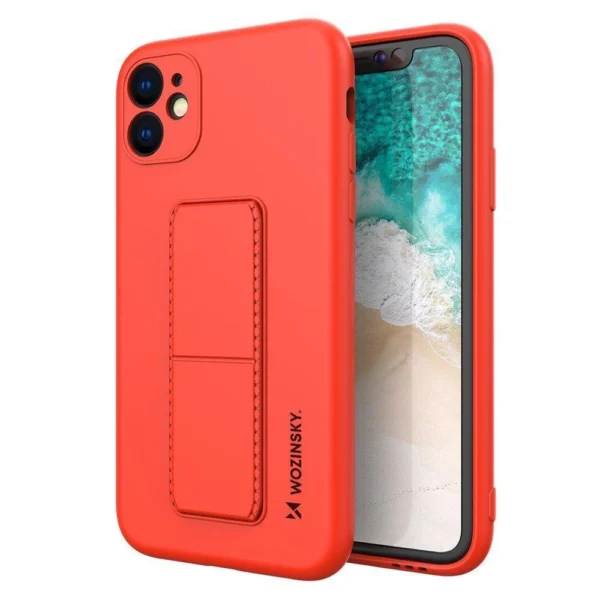 Kickstand Case silicone case with stand for iPhone 12 red