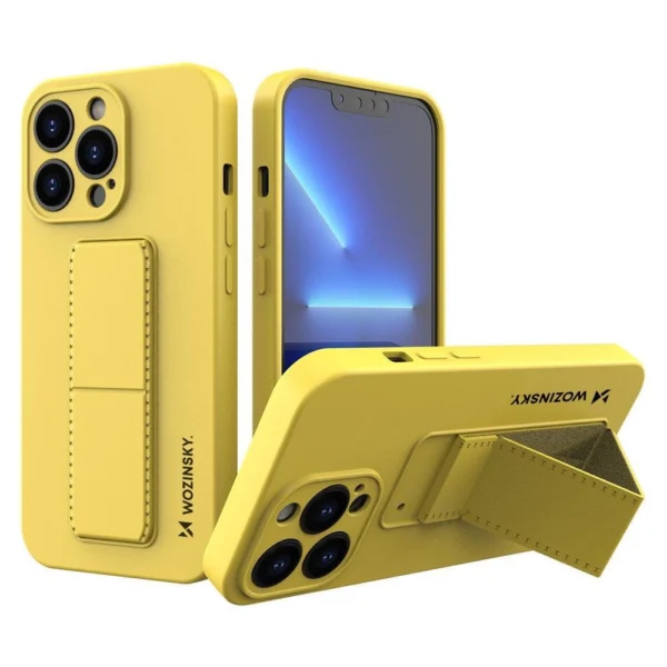 Kickstand Case silicone case with stand for iPhone 13 mini yellow