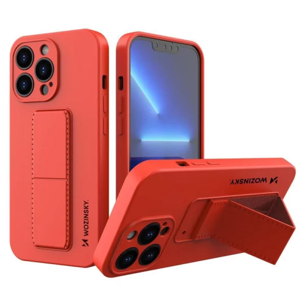 Kickstand Case silicone case with stand for iPhone 13 Pro red