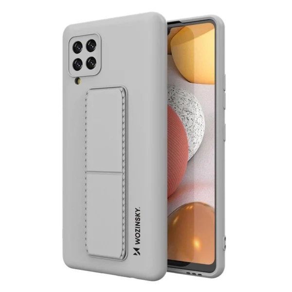 Kickstand Case Silicone Stand Cover for Samsung Galaxy A42 5G Gray