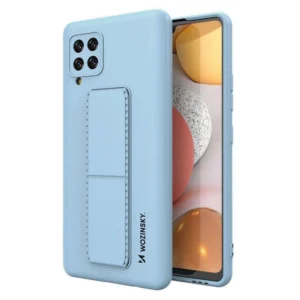 Kickstand Case Silicone Stand Cover for Samsung Galaxy A42 5G Light Blue