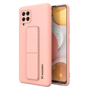 Kickstand Case Silicone Stand Cover for Samsung Galaxy A42 5G Pink