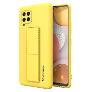 Kickstand Case Silicone Stand Cover for Samsung Galaxy A42 5G Yellow