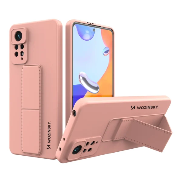 Kickstand Case Silicone Stand Cover for Xiaomi Redmi Note 11 Pro pink