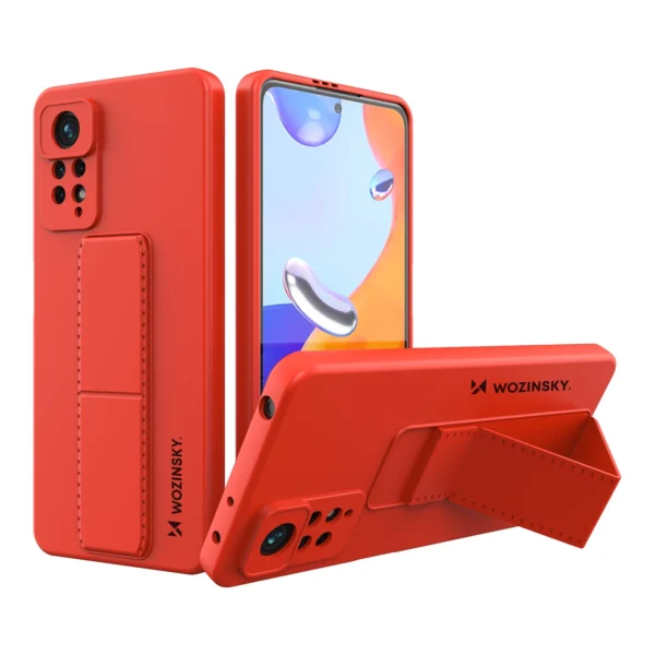 Kickstand Case Silicone Stand Cover for Xiaomi Redmi Note 11 Pro red