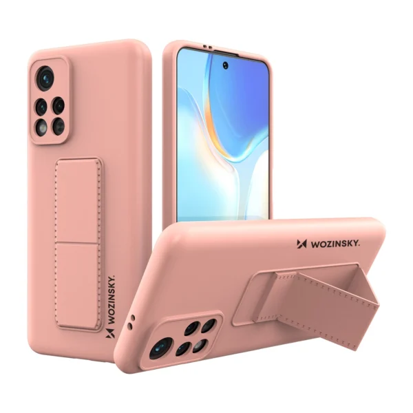 Kickstand Case Silicone Stand Cover Xiaomi Poco M4 Pro 5G Pink