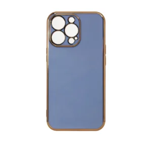 Lighting Color Case for iPhone 12 Pro Max blue gel cover with gold frame