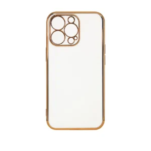 Lighting Color Case for iPhone 12 Pro Max white gel cover with gold frame