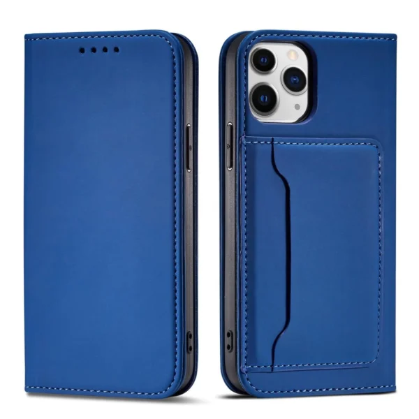 Magnet Card Case for iPhone 12 cover card wallet card stand blue