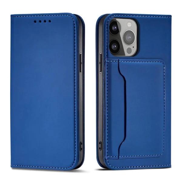 Magnet Card Case for iPhone 13 Pro Max Pouch Card Wallet Card Holder Blue