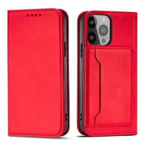 Magnet Card Case for iPhone 13 Pro Pouch Card Wallet Card Holder Red