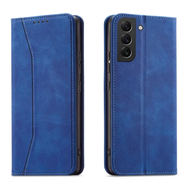 Magnet Fancy Case Case for Samsung Galaxy S22 + (S22 Plus) Pouch Wallet Card Holder Blue