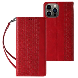 Magnet Strap Case Case for iPhone 12 Pro Max Pouch Wallet + Mini Lanyard Pendant Red