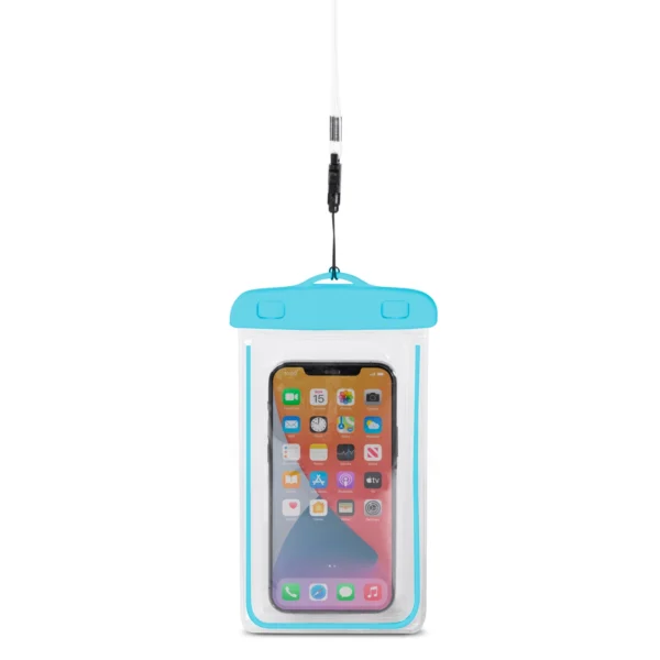 PVC waterproof phone case with lanyard – blue