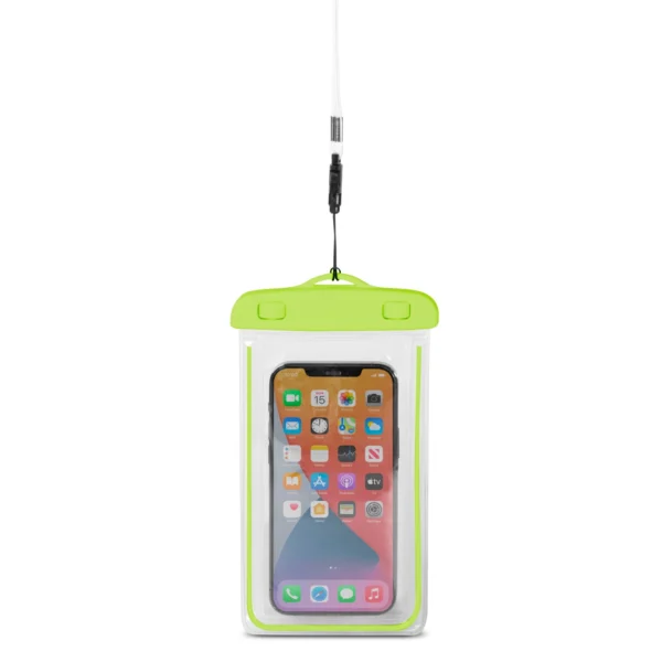 PVC waterproof phone case with lanyard – green