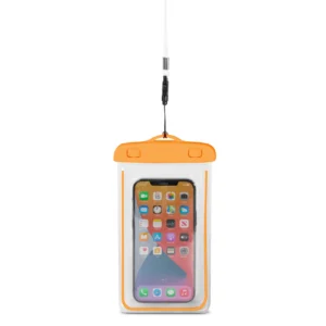 PVC waterproof phone case with lanyard – orange