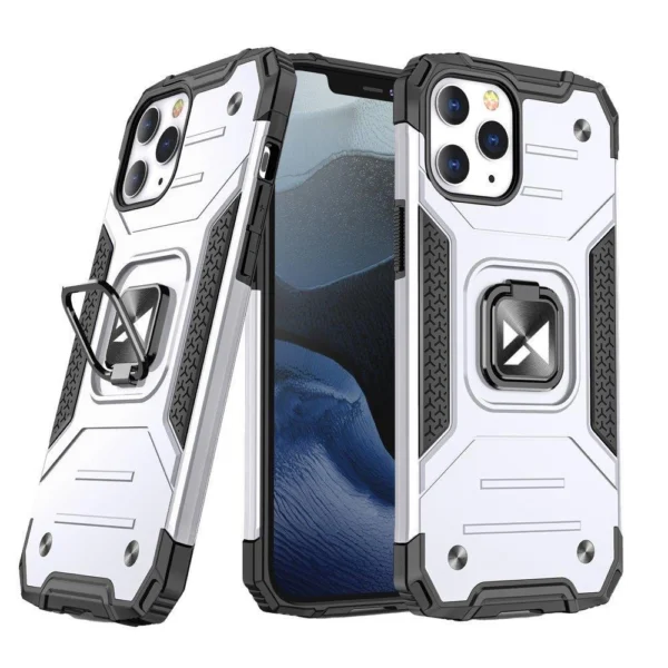 Ring Armor case for iPhone 14 Pro Max armored cover magnetic holder ring silver