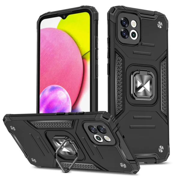 Ring Armor case for Samsung Galaxy A03 armored cover magnetic holder ring black