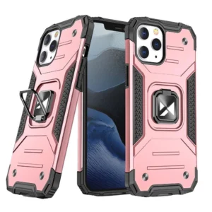 Ring Armor Case Kickstand Tough Rugged Cover for iPhone 13 Pro Max rose gold