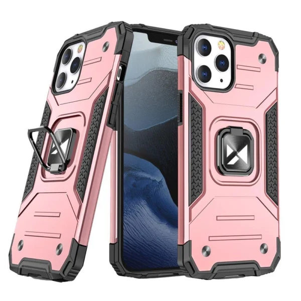 Ring Armor Case Kickstand Tough Rugged Cover for iPhone 13 rose gold