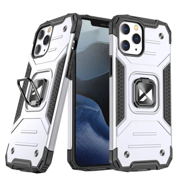 Ring Armor Case Kickstand Tough Rugged Cover for iPhone 13 silver