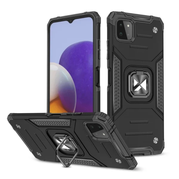 Ring Armor Case Kickstand Tough Rugged Cover for Samsung Galaxy A22 4G black