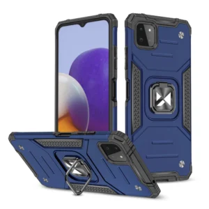 Ring Armor Case Kickstand Tough Rugged Cover for Samsung Galaxy A22 4G blue