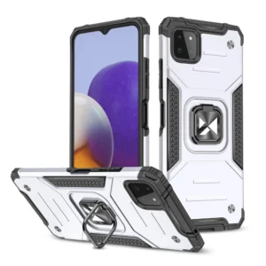 Ring Armor Case Kickstand Tough Rugged Cover for Samsung Galaxy A22 4G silver