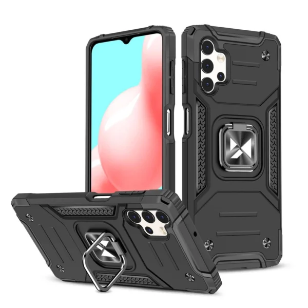 Ring Armor Case Kickstand Tough Rugged Cover for Samsung Galaxy A32 4G black