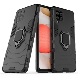 Ring Armor Case Kickstand Tough Rugged Cover for Samsung Galaxy A42 5G black