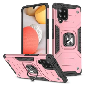 Ring Armor Case Kickstand Tough Rugged Cover for Samsung Galaxy A42 5G pink