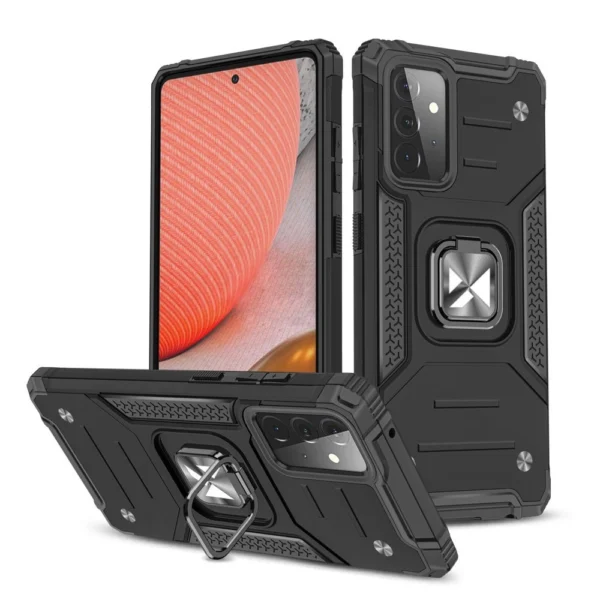 Ring Armor Case Kickstand Tough Rugged Cover for Samsung Galaxy A72 4G black