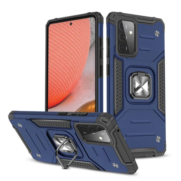 Ring Armor Case Kickstand Tough Rugged Cover for Samsung Galaxy A72 4G blue