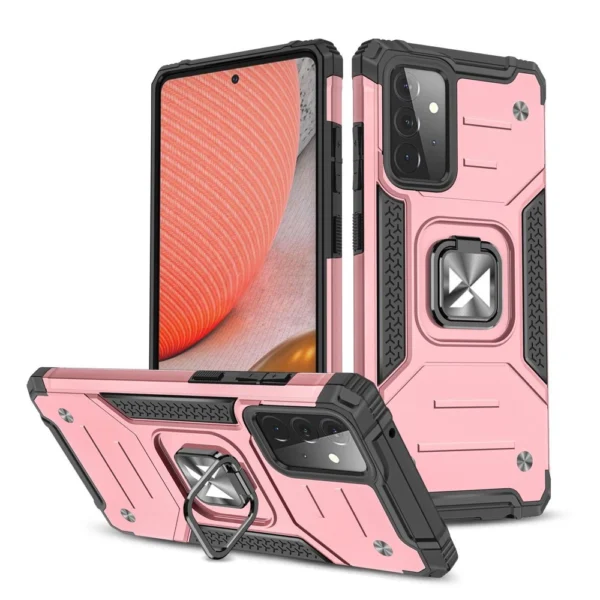 Ring Armor Case Kickstand Tough Rugged Cover for Samsung Galaxy A72 4G pink