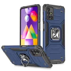 Ring Armor Case Kickstand Tough Rugged Cover for Samsung Galaxy M31s blue