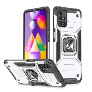 Ring Armor Case Kickstand Tough Rugged Cover for Samsung Galaxy M31s silver