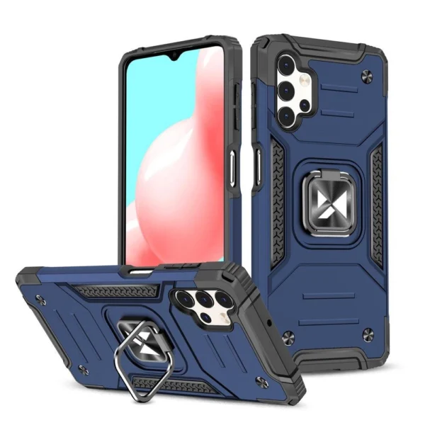 Ring Armor tough hybrid case cover + magnetic holder for Samsung Galaxy A73 blue