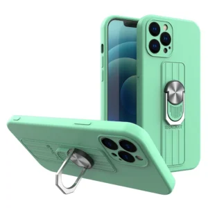 Ring Case silicone case with finger grip and stand for iPhone 13 mini mint