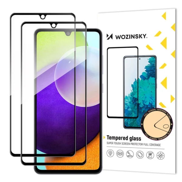 Set of 2x Super Strength Full Glue Tempered Glass Full Screen with Frame Case Friendly Samsung Galaxy A33 5G Black