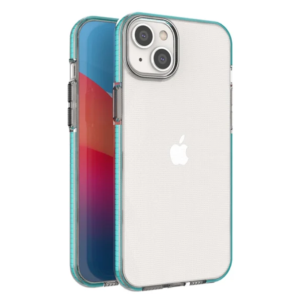 Spring Case case for iPhone 14 Plus silicone cover with frame light blue