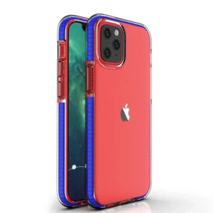 Spring Case clear TPU gel protective cover with colorful frame for iPhone 13 Pro Max dark blue