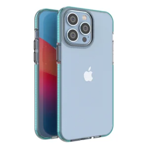 Spring Case for iPhone 14 Pro Max silicone cover with frame light blue