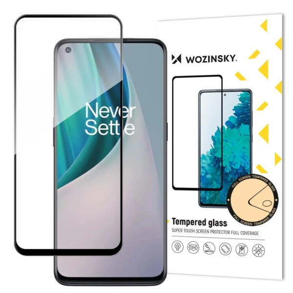 Super Tough Full Glue Tempered Glass Full Screen With Frame Case Friendly OnePlus Nord N10 5G Black