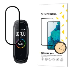 Super wytrzymałe szkło folia szklana Full Glue na cały ekran z ramką Case Friendly Xiaomi Mi Band 4 / Mi Band 3 przezroczysty