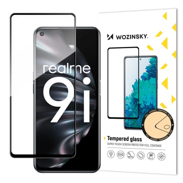 Tempered Glass Full Glue Super Tough Screen Protector Full Coveraged with Frame Case Friendly for Oppo A76 / Oppo A36 / Realme 9i black