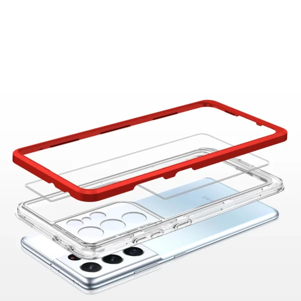 Clear 3in1 case for Samsung Galaxy S23 Ultra silicone cover with frame red